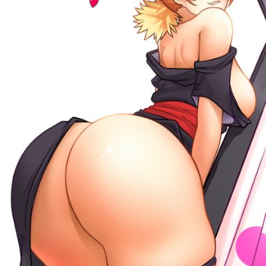 naruto, naruto (series), naruto shippuden, temari, myst, yhw, 1girls, ass, bare ass, bare shoulders, big ass, biting lip, blonde hair, clothed, dat ass