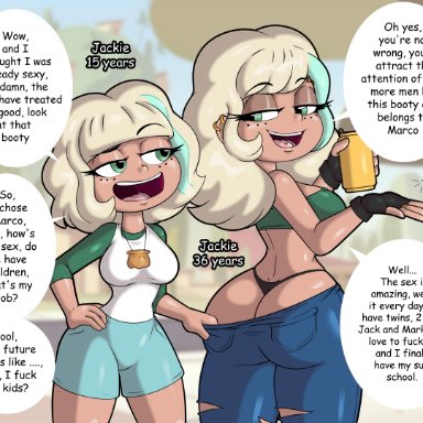 star vs the forces of evil, jackie lynn thomas, doc.b, 2girls, age difference, ass, ass cleavage, back, big ass, big breasts, breasts, butt crack, clothed, clothing, female