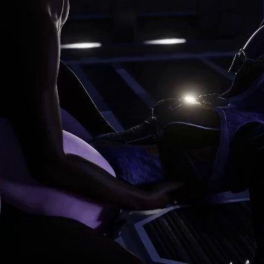 mass effect, quarian, tali'zorah nar rayya, frolich, 1boy, 1boy1girl, 1girl, 1girls, bottomless, bouncing breasts, dark-skinned male, large ass, masked female, partially clothed, partially nude