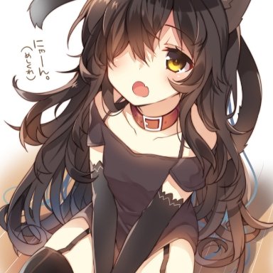 1girls, bangs, black ears, black fur, black gloves, black hair, black lingerie, black shirt, black tail, blush, cat ears, cat girl, cat humanoid, cat tail, catgirl