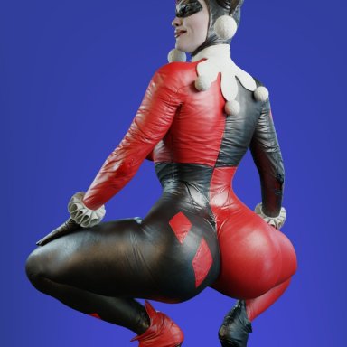 batman (series), dc, dc comics, harley quinn, harley quinn (classic), smitty34, 1girls, ass, bending over, big ass, bodysuit, female, female only, high heels, large ass