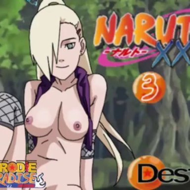 naruto, naruto (series), naruto shippuden, ino yamanaka, uzumaki naruto, desto, parodieparadise, 1boy, 1girl, bare shoulders, blonde hair, blue eyes, blush, breasts, cloud