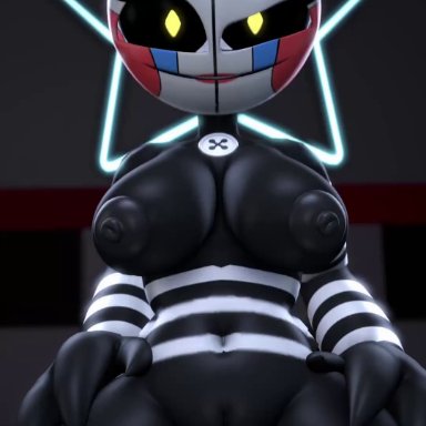 five nights at freddy's, five nights at freddy's 2, fnaf, puppet (fnaf), jollyferret, animatronic, black body, cowgirl position, cum, cum in pussy, cum inside, grabbing penis, looking at viewer, pov, puppet