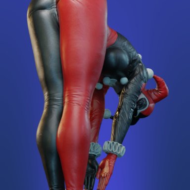 batman (series), dc, dc comics, harley quinn, harley quinn (classic), smitty34, 1girl, 1girls, ass, big ass, black lipstick, boots, clothed, clothing, clown