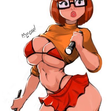 hanna-barbera, scooby-doo, velma dinkley, aleksandrgav, big breasts, breasts, brown hair, busty, female, female focus, female only, g-string, glasses, hourglass figure, micro bikini