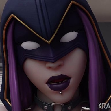 dc, epic games, fortnite, teen titans, rachel roth, raven, raven (dc), rapid banana, 1boy1girl, big breasts, bouncing breasts, moaning, nipples, nude, nude female
