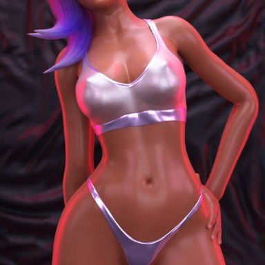 blizzard entertainment, overwatch, sombra, diescope, 1girls, blurry background, breasts, clothed, clothing, dark skin, female, female only, half-dressed, latex, latex clothing