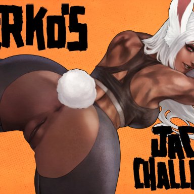 my hero academia, miruko, rumi usagiyama, monorirogue, 1girl, animal ears, anus, ass, bra, bunny ears, cameltoe, clothing, dark-skinned female, gym uniform, presenting ass