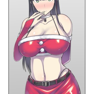 christmas, persona, persona 5, hifumi togo, choker, christmas clothing, christmas outfit, female, female only, heart, leather, solo female