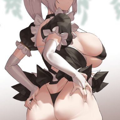 fate/grand order, fate (series), florence nightingale (fate), uo denim, 1girls, alternate hairstyle, ass, ass focus, breasts, female, female only, hips, huge ass, huge breasts, light blush