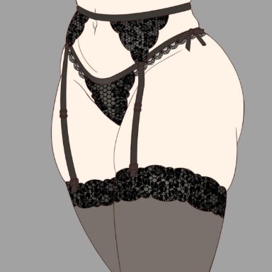 rwby, willow schnee, estirge, 1girls, black bra, black choker, black garter belt, black garter straps, black lingerie, black stockings, black thong, bra, bust, choker, cleavage