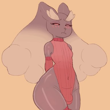 nintendo, pokemon, lopunny, pok&#233;mon (species), go0pg, anthro, blush, bulge, clothed, clothing, comfy, cute eyes, detailed bulge, femboy, fur