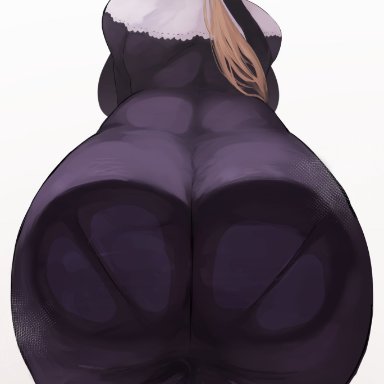 original, original character, wasabi sushi, 1girls, ass, back view, big ass, big butt, blonde hair, butt, curvy, dat ass, fat ass, female, female only