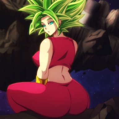 dragon ball, dragon ball super, kefla, inhus, alien, alien girl, aroused, ass, ass focus, big ass, big breasts, breasts, erect nipples, female, green hair