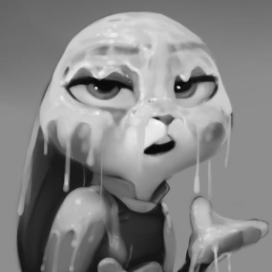 disney, zootopia, judy hopps, qupostuv35, anthro, bodily fluids, cum, cum covered, cum on arm, cum on face, cum on hand, cum on head, excessive cum, female, genital fluids