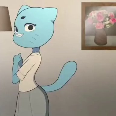 the amazing world of gumball, nicole watterson (anime), matchattea, 1female, 1girl, 1girls, blue skin, cat, cum, cum in pussy, fur, furry, gangbang, group, group sex