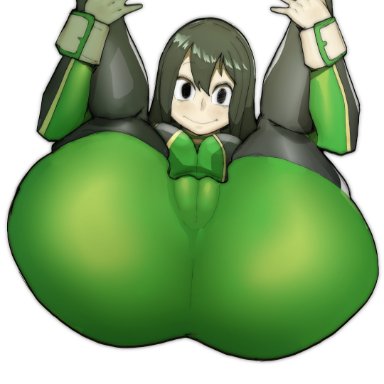 my hero academia, tsuyu asui, doublehero, 1girls, ass, big ass, big breasts, big butt, breasts, butt, cameltoe, eye contact, female, female only, gloves