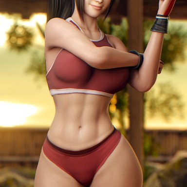 king of fighters, mai shiranui, breadcrumb, 1girls, abs, athletic female, brown eyes, brown hair, female, female only, skindentation, smile, solo, thick thighs, thighs