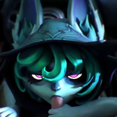league of legends, riot games, vex (league of legends), rookieanimator210, 1boy, 1boy1girl, 1female, 1girl, 1girls, anthro, athletic female, blowjob face, breasts, car, duo