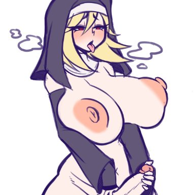 original, original character, sister neve, i-spoks, ilustretsspoks, 1futa, balls, big breasts, blonde hair, breasts, detached sleeves, erection, female only, futa only, futanari