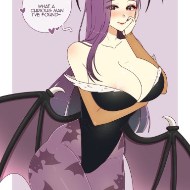 fire emblem, nintendo, morrigan aensland (cosplay), sonya (fire emblem), cryptid crab, 1girls, alternate breast size, alternate costume, bare shoulders, big breasts, breasts, brown eyes, cleavage, collarbone, demon girl