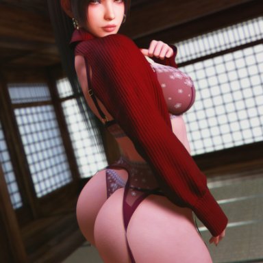 dead or alive, king of fighters, mai shiranui, milapone, 1girls, ass, female, female only, large ass, looking back, solo, thighhighs, thighs, 3d, absurd res