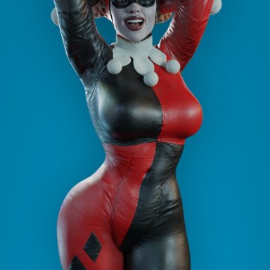 batman (series), dc, dc comics, harleen quinzel, harley quinn, harley quinn (classic), smitty34, big breasts, facepaint, female, female only, skin tight, solo female, thick thighs, 3d