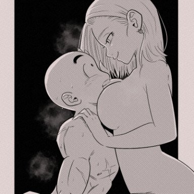 dragon ball, dragon ball z, android 18, krillin, purplemousse1, breasts, female, male, naked, nude