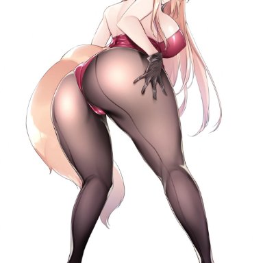 original, yukibuster, animal ears, ass focus, bent over, big ass, big breasts, black gloves, blowjob, blush, earrings, female, female only, fox ears, fox girl