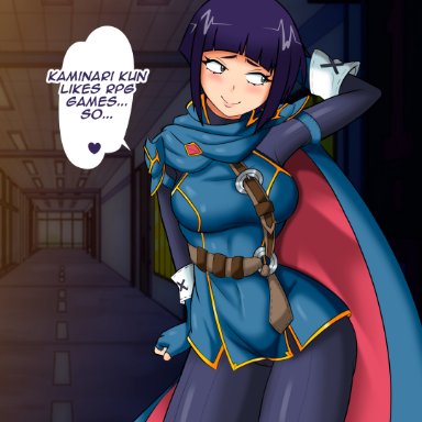 fire emblem, fire emblem: awakening, my hero academia, nintendo, kyoka jiro, lucina, belmont, 1girls, alternate costume, blue hair, blush, breasts, cape, cosplay, lucina (fire emblem) (cosplay)