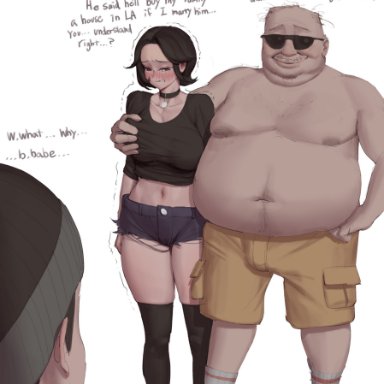 wojak comics, boomer, doomer girl, wjs07, age difference, choker, cuckold, cum in pussy, dark clothing, dilf, fat man, mature male, ntr, older male, younger female