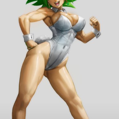 dragon ball, dragon ball super, kefla, elitenappa, 1girl, 1girls, alternate breast size, alternate costume, ass visible through thighs, big ass, big breasts, big butt, blue eyes, bunny costume, bunny ears