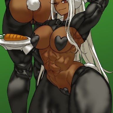 my hero academia, miruko, rumi usagiyama, shosho oekaki, 1girls, abs, ass, big ass, big butt, bunny ears, bunny tail, bunnysuit, butt, covered nipples, covered pussy