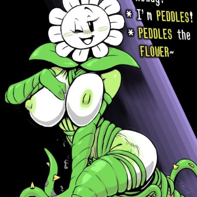 under(her)tail, undertale, undertale (series), flowey the flower, peddles, thewill, 1girl, alternate universe, ass, big breasts, blush, breasts, curvy, curvy figure, female