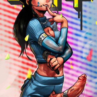 overwatch, d.va, payaazz, 1futa, balls, big penis, breasts, cleavage, clothed, clothing, cock ring, crotchless, erection, futa only, futanari