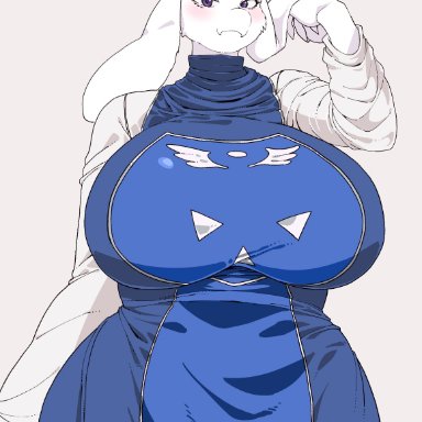 undertale, toriel, lemonbizate (artist), 1girls, anthro, big breasts, blush, curvaceous, curvy, dress, female, female only, furry, goat, hips