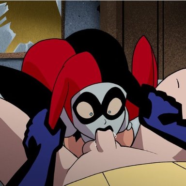batman: the animated series, dc, dc comics, dcau, batman, harley quinn, harley quinn (classic), drpizzaboi1, 1boy1girl, 1girls, ass, black lipstick, blowjob, blue eyes, bottomless male
