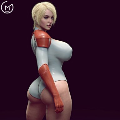 dc, dc comics, injustice 2, superman (series), karen starr, power girl, gm studios, ass, big ass, big breasts, big butt, blonde hair, blue eyes, bob cut, breasts