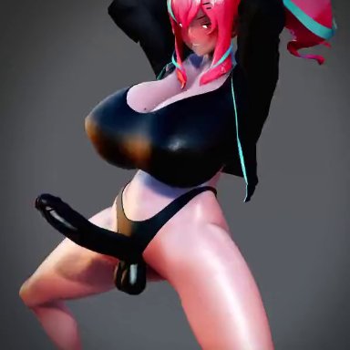 azur lane, bremerton (azur lane), harimau mmd2, 1futa, bottomless, futa, futa focus, futa only, futanari, huge breasts, huge penis, panties, penis, pink hair, plump