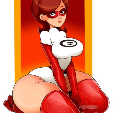 disney, pixar, the incredibles, elastigirl, helen parr, sonson-sensei, 1girls, big breasts, breasts, female, female only, light-skinned female, milf, superheroine, thick thighs