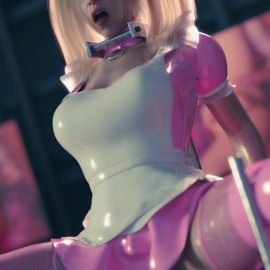 slushe (website), gs3d, ahe gao, bondage, chastity, chastity cage, collar, hypnosis, hypnotic visor, latex, maid, maid outfit, maid uniform, rubber, sissification