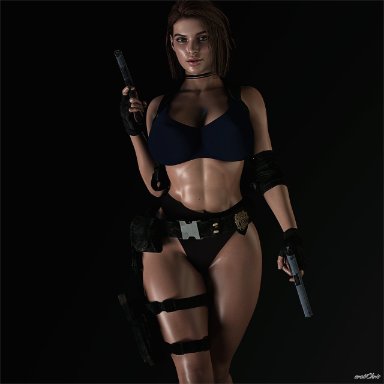 resident evil, resident evil 3 remake, jill valentine, jill valentine (sasha zotova), erotichris, 1girls, ass, big ass, big breasts, big butt, blue eyes, bra, breasts, brown hair, bubble ass