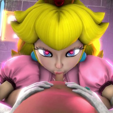 princess peach, jinouga97, 1boy, 1boy1girl, 1girls, blowjob, fellatio, female, glowing, heart, heart-shaped pupils, male, mushroom, question block, sex