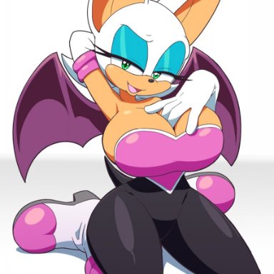 sonic (series), rouge the bat, kojiro-brushard, barely contained, bat, big breasts, chiropteran, cleavage, furry, huge breasts, mine are bigger, thick thighs, tight clothing, meme