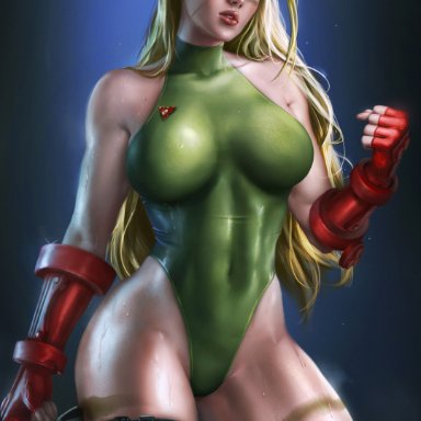 capcom, street fighter, street fighter vi, cammy white, logan cure, 1girls, abs, abs visible through clothing, action pose, athletic female, bare arms, bare shoulders, bare skin, bare thighs, beret