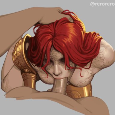 elden ring, fromsoftware, malenia blade of miquella, rerorero, blowjob, fellatio, no eyes, pov, red hair, 2022, 2d