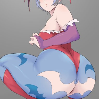 darkstalkers, lilith aensland, minakami, 1girls, anus peek, ass, big ass, breasts, demon girl, eye contact, female, female only, huge ass, leotard, looking at viewer