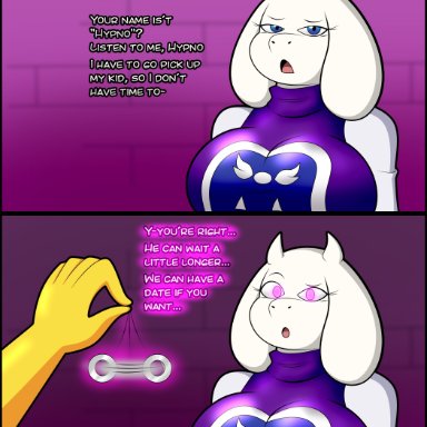 nintendo, pokemon, undertale, hypno, toriel, al gx, big breasts, breasts, clothed, clothing, faceless character, faceless male, furry, hypnosis, mature female