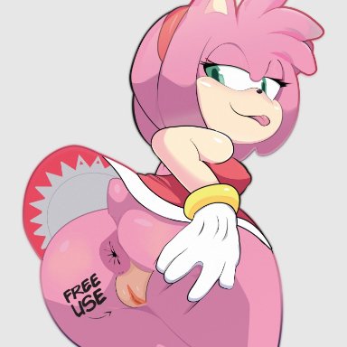 sonic (series), sonic the hedgehog (series), amy rose, gosgoz, 1girls, anus, clothed, clothing, dress, green eyes, no panties, pink fur, pussy