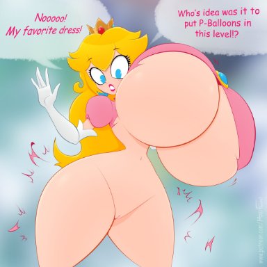 mario (series), nintendo, super mario bros., princess peach, hyperflannel, 1girls, big breasts, breast expansion, female, female only, hourglass figure, huge breasts, hyper, hyper breasts, massive breasts